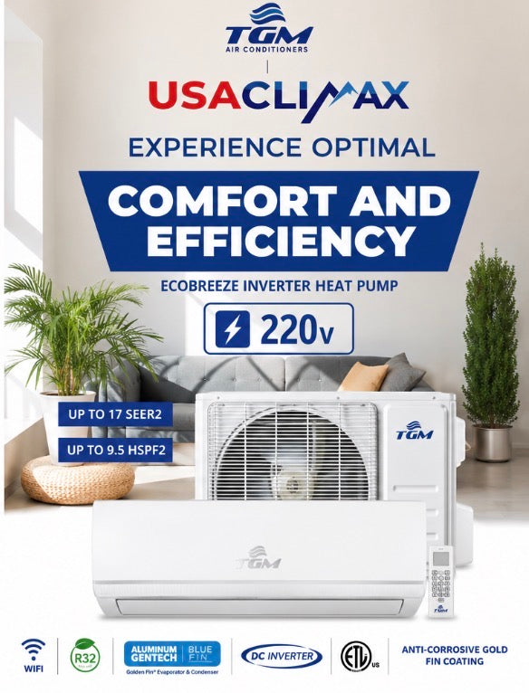 Bomba de calor TGM de 12000 BTU, 115 V, inversor, wifi