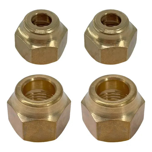 Representative brass flare nuts for mini split refrigerant connections