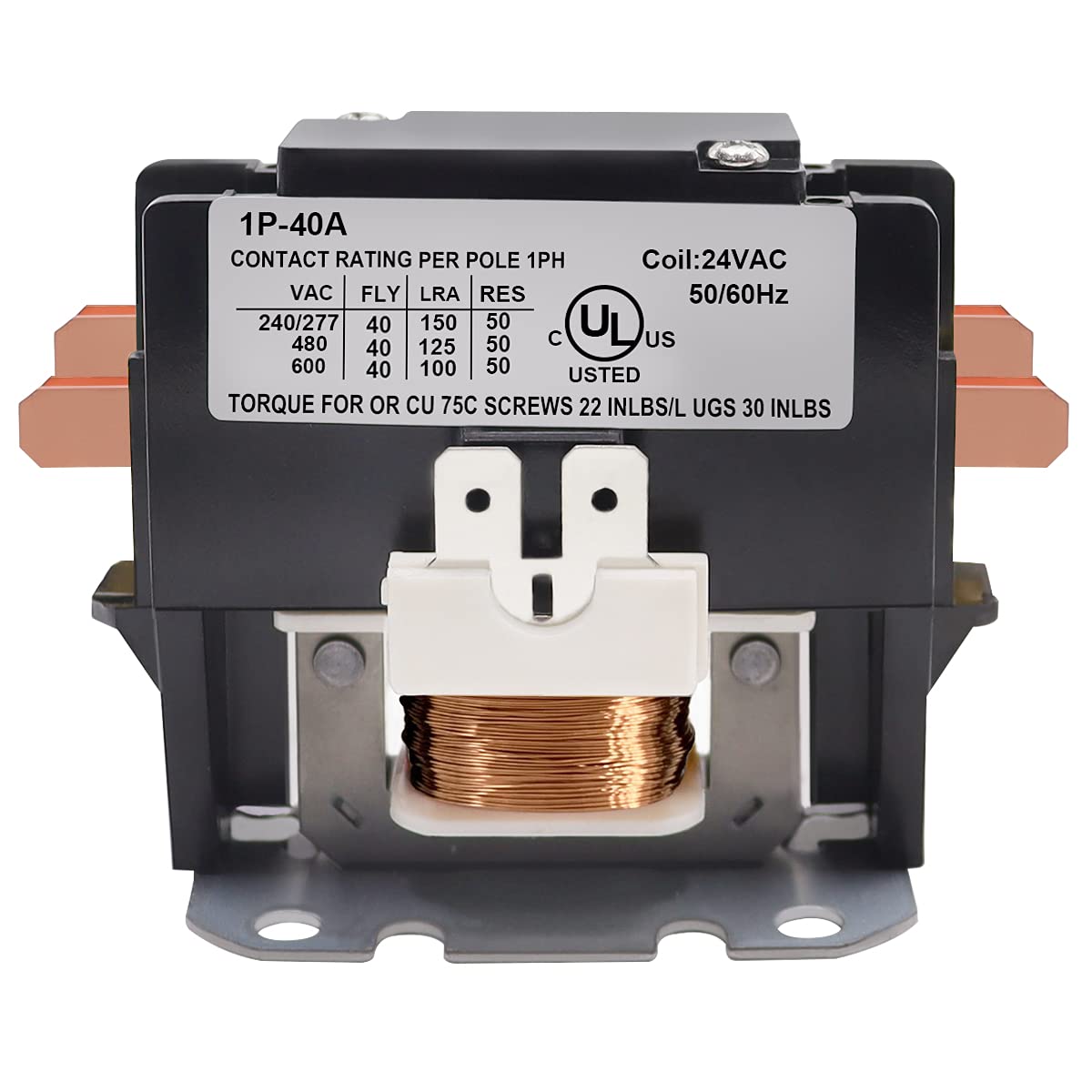 Representative 1-pole HVAC contactor with 24V coil