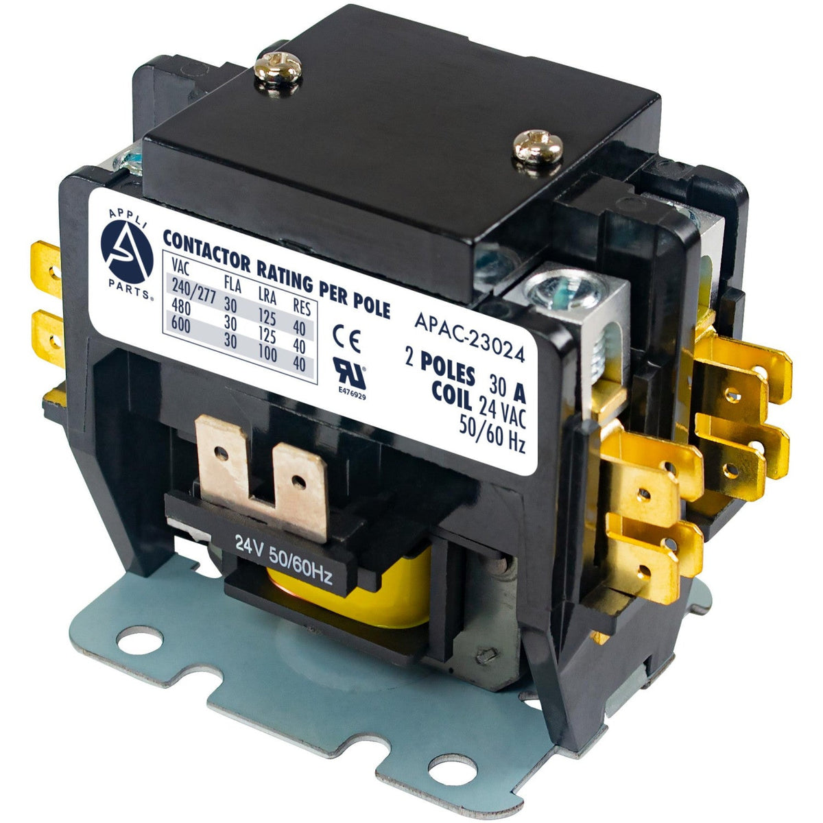 Representative 2-pole 30A 24V HVAC contactor