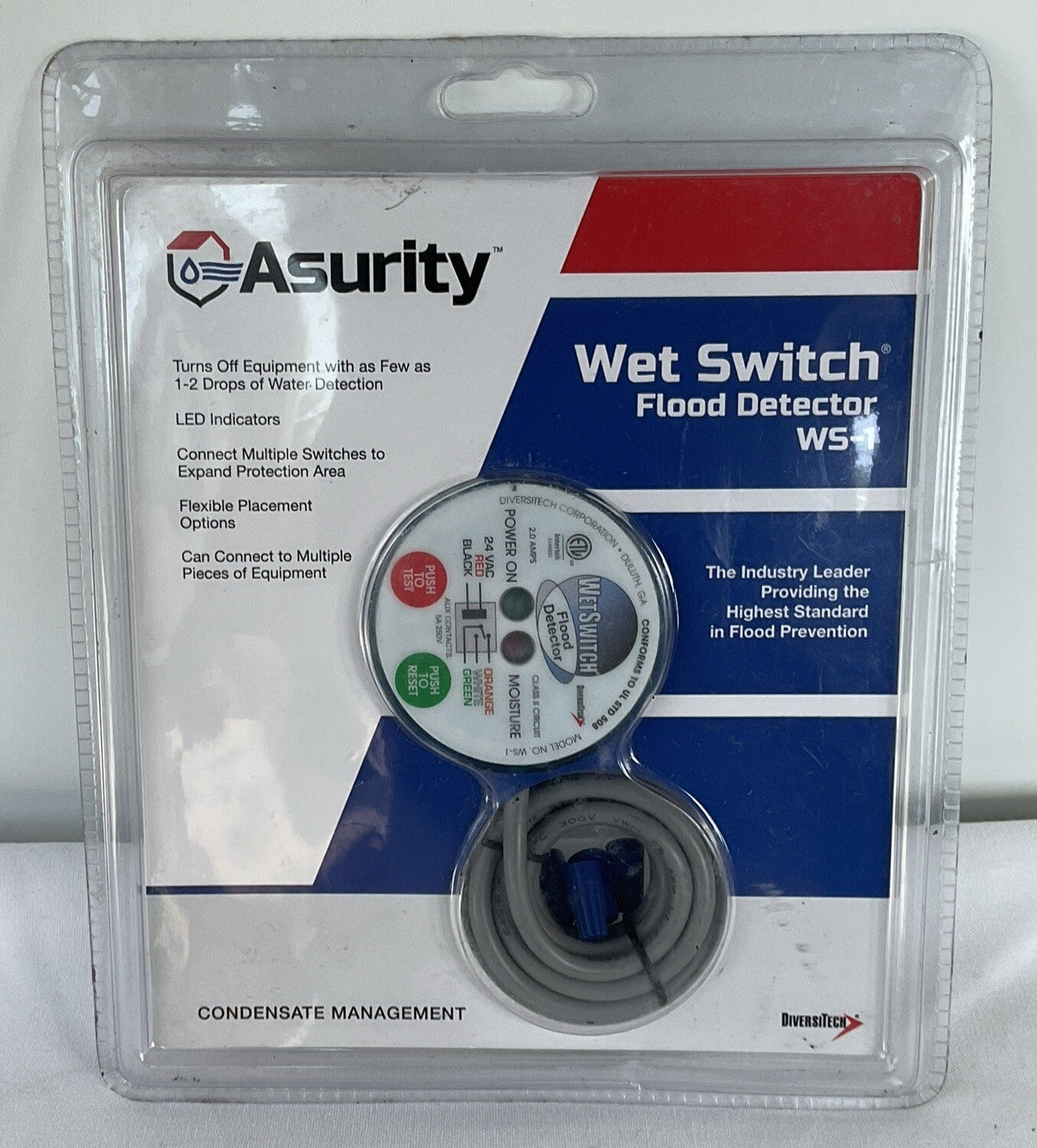 Representative HVAC wet switch condensate overflow safety sensor