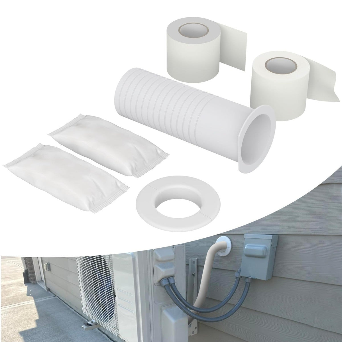 Representative mini split wall sleeve and seal kit
