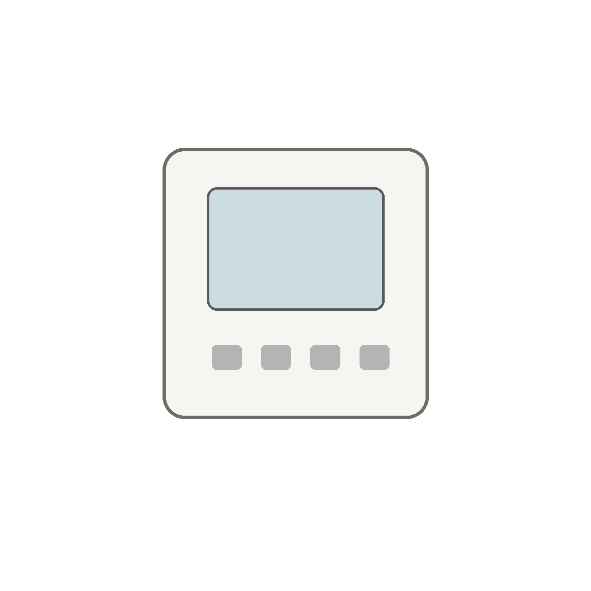 Generic programmable residential HVAC thermostat on white background