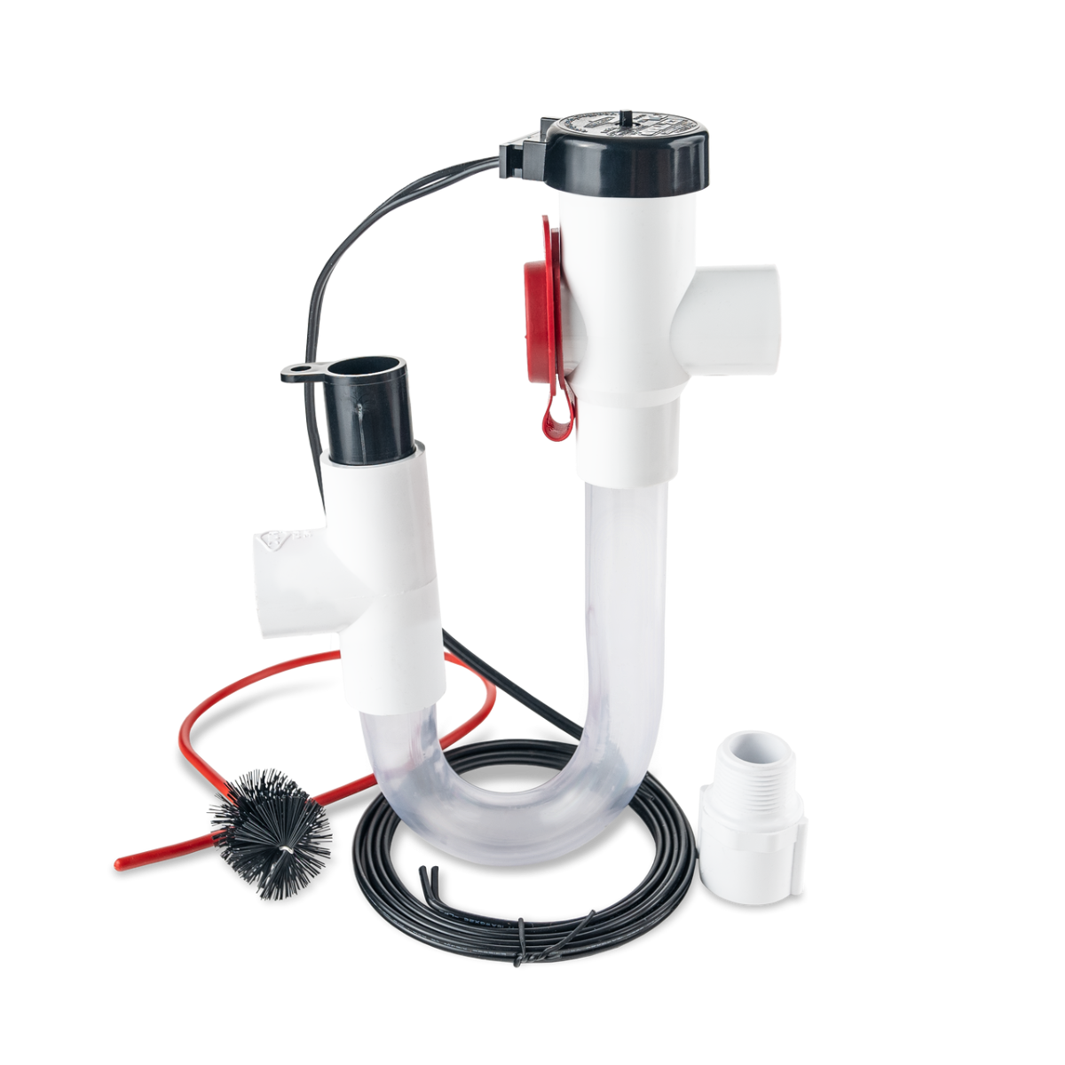Representative 3/4 inch HVAC condensate trap and cleanout kit