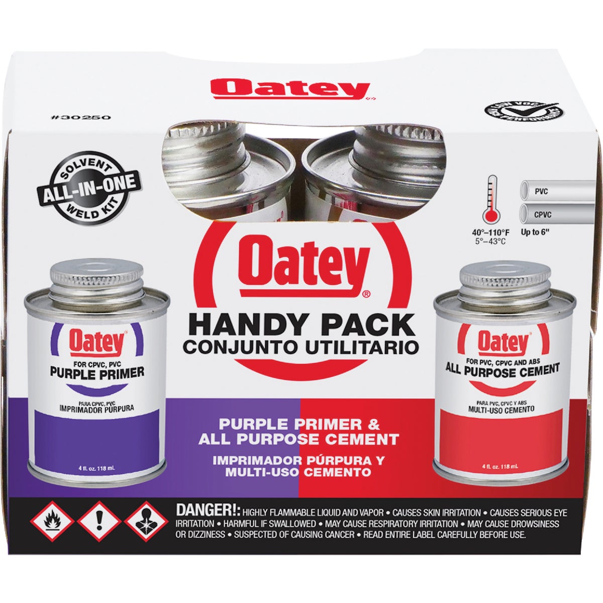 Representative PVC primer and cement set for HVAC condensate drains