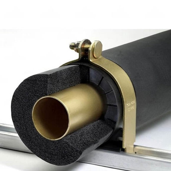 Representative cushioned refrigerant line clamp for HVAC