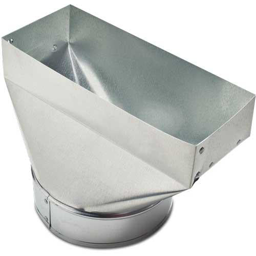 Representative galvanized residential HVAC register box duct boot