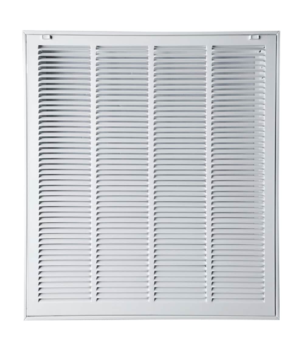 Representative white steel HVAC return air grille