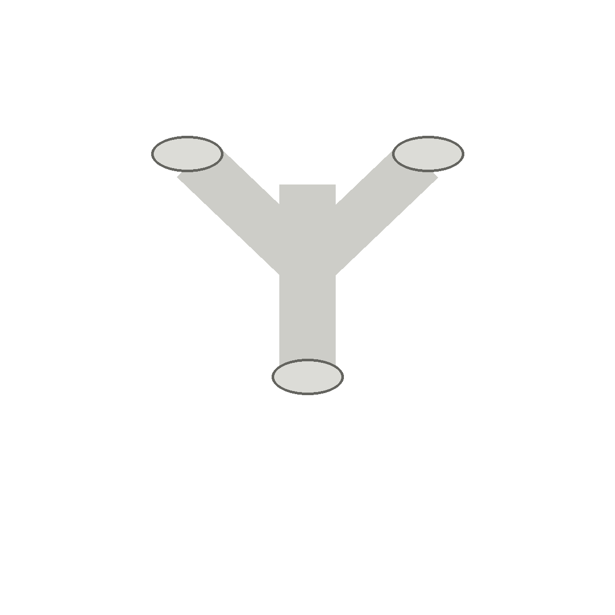 Generic galvanized round HVAC duct wye on white background