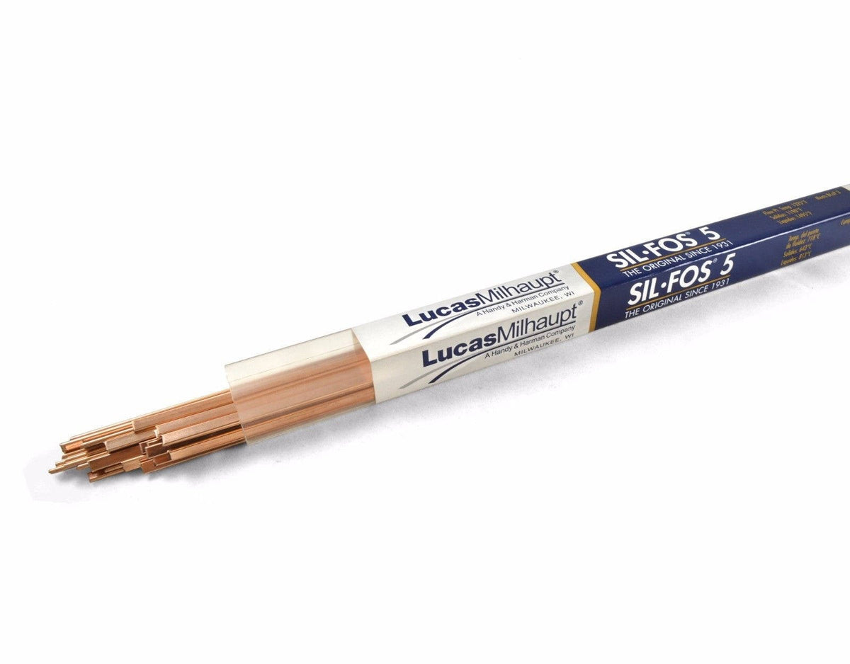 Representative Sil-Fos 5 percent silver brazing alloy rod pack